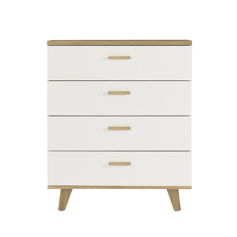 Modern White Storage Solid Wood Handle Drawer Side Cabinet