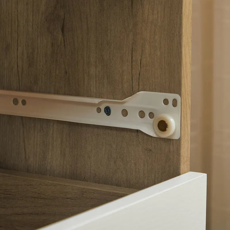 Modern White Storage Solid Wood Handle Drawer Side Cabinet