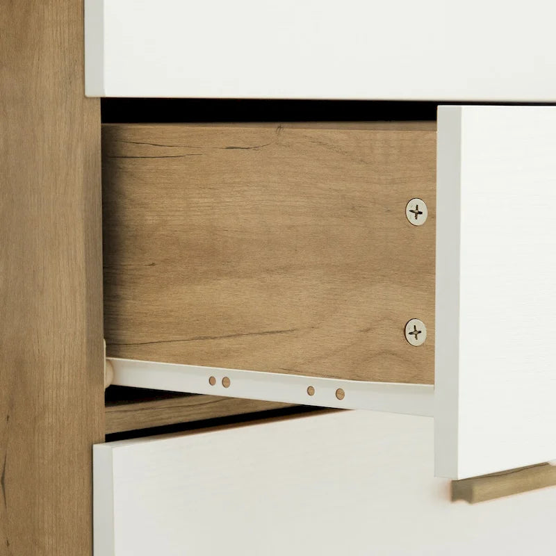 Modern White Storage Solid Wood Handle Drawer Side Cabinet