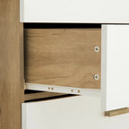 Modern White Storage Solid Wood Handle Drawer Side Cabinet