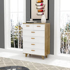 Modern White Storage Solid Wood Handle Drawer Side Cabinet
