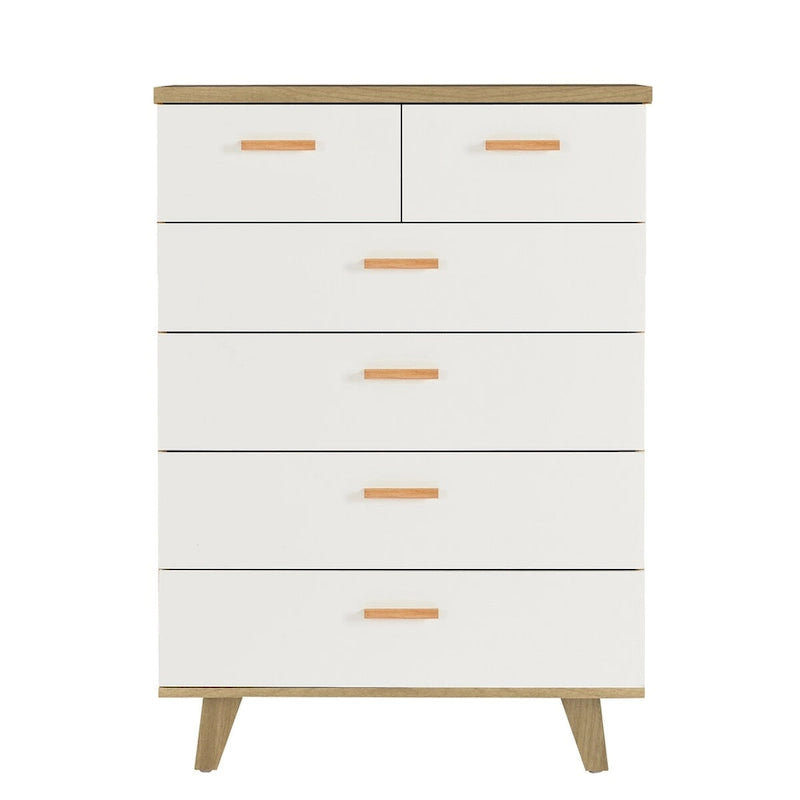 Modern White Storage Solid Wood Handle Drawer Side Cabinet