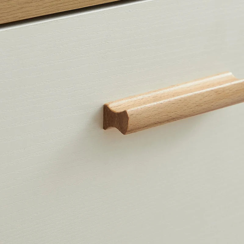 Modern White Storage Solid Wood Handle Drawer Side Cabinet