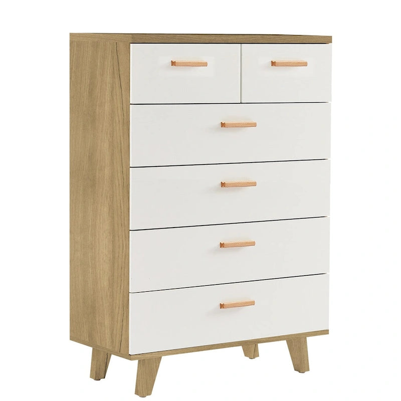 Modern White Storage Solid Wood Handle Drawer Side Cabinet
