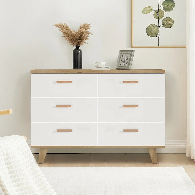 Modern White Storage Solid Wood Handle Drawer Side Cabinet