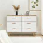 Modern White Storage Solid Wood Handle Drawer Side Cabinet