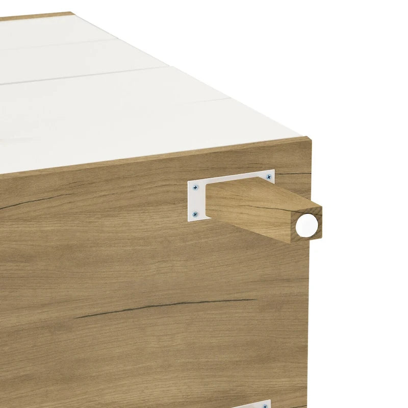 Modern White Storage Solid Wood Handle Drawer Side Cabinet