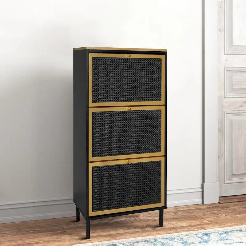 Classic Vintage Storage Shoe Cabinet with 3 Flip Drawers