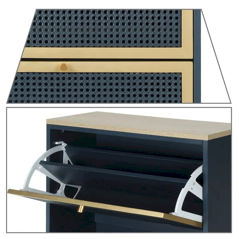 Classic Vintage Storage Shoe Cabinet with 3 Flip Drawers