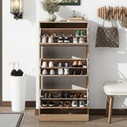 3-Drawer Shoe Storage Cabinet with 3-Tier Wood Shoe Rack