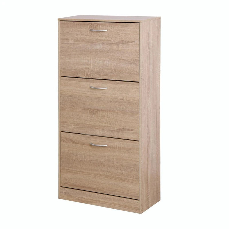 3-Drawer Shoe Storage Cabinet with 3-Tier Wood Shoe Rack