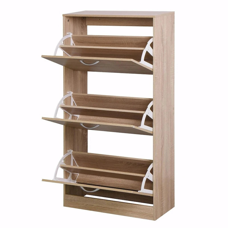 3-Drawer Shoe Storage Cabinet with 3-Tier Wood Shoe Rack