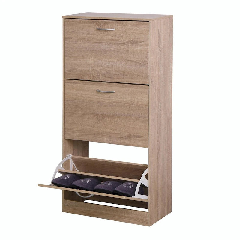 3-Drawer Shoe Storage Cabinet with 3-Tier Wood Shoe Rack