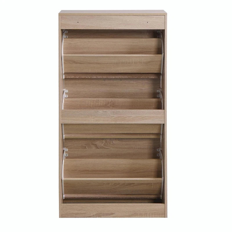3-Drawer Shoe Storage Cabinet with 3-Tier Wood Shoe Rack