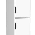 Single Kitchen Pantry Wallas, Four Shelves, Two Doors, Light Oak / White Finish