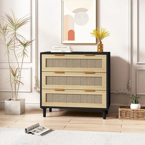31.50 Drawers Rattan Storage Cabinet for Bedroom Living Room