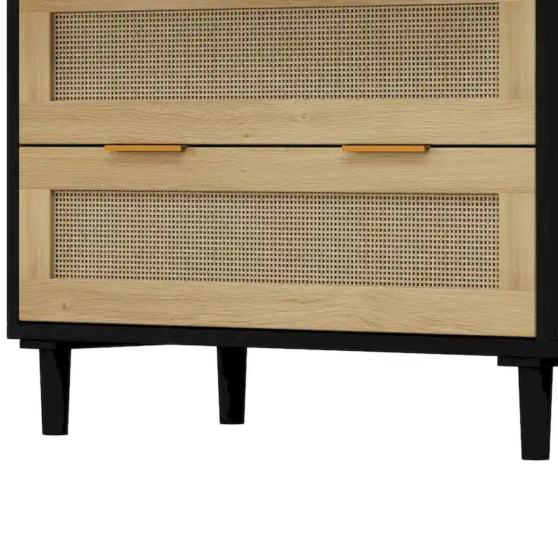 3-Drawer Rattan Storage Cabinet 31.5" - Modern Dresser with Natural Woven Drawers for Bedroom Living Room Hallway