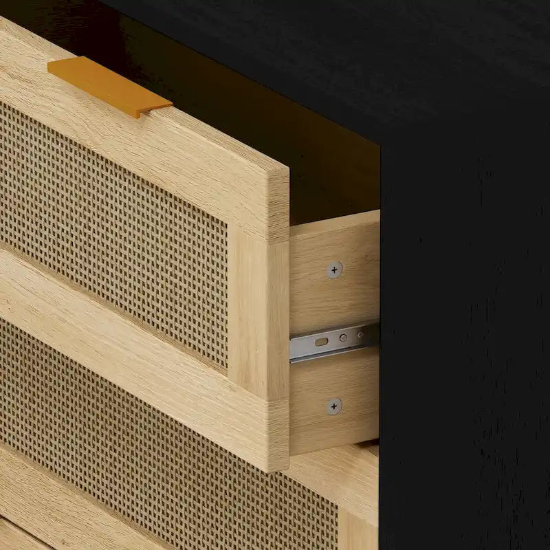 3-Drawer Rattan Storage Cabinet 31.5" - Modern Dresser with Natural Woven Drawers for Bedroom Living Room Hallway