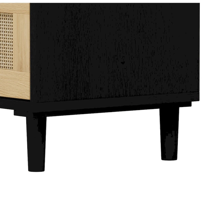 3-Drawer Rattan Storage Cabinet 31.5" - Modern Dresser with Natural Woven Drawers for Bedroom Living Room Hallway