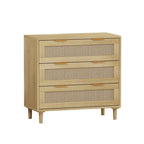 3-Drawer Rattan Storage Cabinet 31.5" - Modern Dresser with Natural Woven Drawers for Bedroom Living Room Hallway