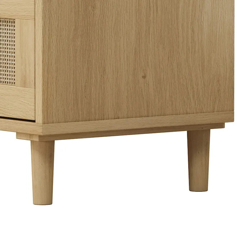 3-Drawer Rattan Storage Cabinet 31.5" - Modern Dresser with Natural Woven Drawers for Bedroom Living Room Hallway