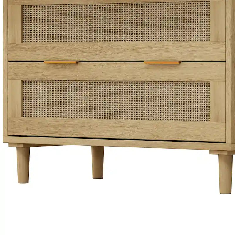 3-Drawer Rattan Storage Cabinet 31.5" - Modern Dresser with Natural Woven Drawers for Bedroom Living Room Hallway