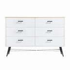 47.2" Wide 6-Drawer Dresser with Steel Frame - Modern Rustic Walnut Finish Storage Cabinet for Bedroom