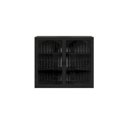 27.56 Glass Doors Modern Two-door Wall Cabinet with Featuring Three-tier Storage - N/A