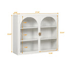 27.56 Glass Doors Modern Two-door Wall Cabinet with Featuring Three-tier Storage - N/A