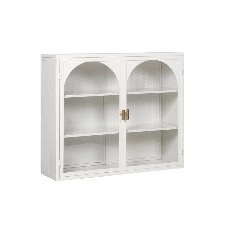 27.56 Glass Doors Modern Two-door Wall Cabinet with Featuring Three-tier Storage - N/A