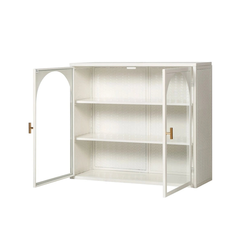 27.56 Glass Doors Modern Two-door Wall Cabinet with Featuring Three-tier Storage - N/A