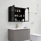 27.56 Glass Doors Modern Two-door Wall Cabinet with Featuring Three-tier Storage - N/A