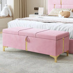 Elegant Upholstered Storage Bench with Metal Legs