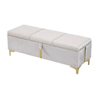 Elegant Upholstered Storage Bench with Metal Legs