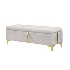 Elegant Upholstered Storage Bench with Metal Legs