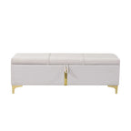 Elegant Upholstered Storage Bench with Metal Legs