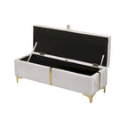 Elegant Upholstered Storage Bench with Metal Legs