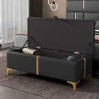 Elegant Upholstered Storage Bench with Metal Legs