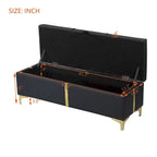 Elegant Upholstered Storage Bench with Metal Legs