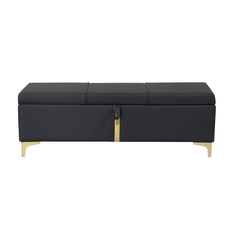 Elegant Upholstered Storage Bench with Metal Legs