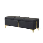 Elegant Upholstered Storage Bench with Metal Legs