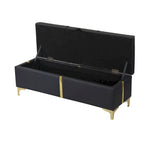 Elegant Upholstered Storage Bench with Metal Legs
