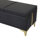 Elegant Upholstered Storage Bench with Metal Legs