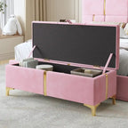 Elegant Upholstered Storage Bench with Metal Legs