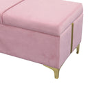 Elegant Upholstered Storage Bench with Metal Legs