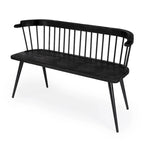Spindle Back Bench - Solid Mango Wood & Iron Frame, 48.25" Wide, Rustic Modern Industrial Style
