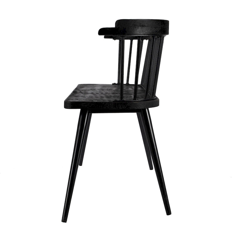 Spindle Back Bench - Solid Mango Wood & Iron Frame, 48.25" Wide, Rustic Modern Industrial Style