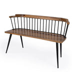 Spindle Back Bench - Solid Mango Wood & Iron Frame, 48.25" Wide, Rustic Modern Industrial Style