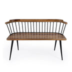 Spindle Back Bench - Solid Mango Wood & Iron Frame, 48.25" Wide, Rustic Modern Industrial Style