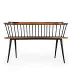 Spindle Back Bench - Solid Mango Wood & Iron Frame, 48.25" Wide, Rustic Modern Industrial Style